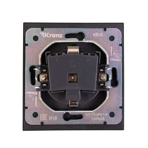 Розетка 1-м СП STRONG MIELE 16А с заземл. защ. шторки антрацит Kranz KR-78-0701-5