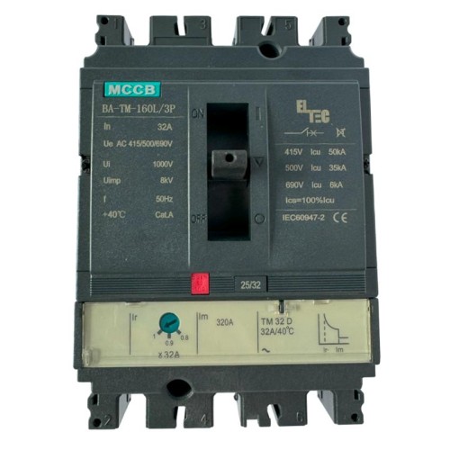Выключатель автоматический MCCB BA-TM-160L/3P 32А (термомагнитый ТМ ICU:50KA) ELTEC 1200032