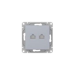 Розетка компьютерная 2-м СП Эпика RJ45 кат.5 механизм алюм. EKF UP1-SOA-2RJ45-5