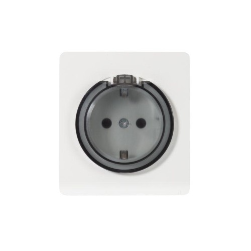 Розетка 1-м СП ROUND MIELE 16А с заземл. защ. шторки и крышкой перламутр Kranz KR-78-0702-1
