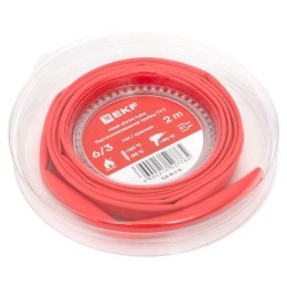 Трубка термоусадочная ТУТ нг 6/3 красн. ролик 2 м EKF tut-6-r-b