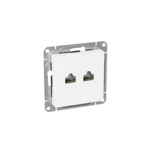 Розетка компьютерная 2-м СП Эпика RJ45 кат.5 механизм бел. EKF UP1-SOW-2RJ45-5