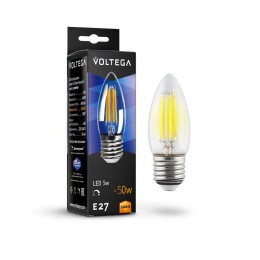 Лампа светодиодная Crystal Candle 5Вт 3000К E27 DIM Voltega 8462