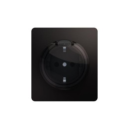 Розетка 1-м СП ROUND MIELE 16А с заземл. защ. шторки и крышкой оникс Kranz KR-78-0702-3