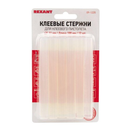 Стержень клеевой d11мм L100мм прозр. (блист.12шт) Rexant 09-1220