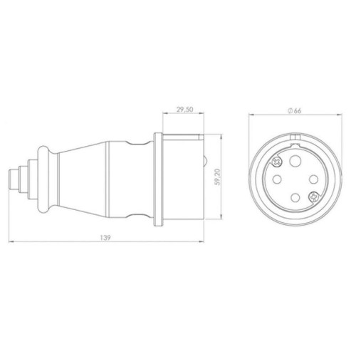 Вилка переносная влагозащ. 3P+PE 32А IP44 каучук черн. Rexant 111-006