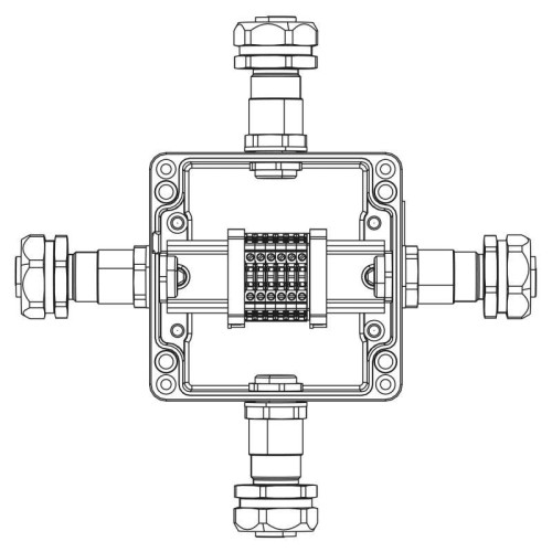 Коробка взрывозащищенная клеммная из алюминияTBE-A-12-(6xCBC.2)-1xKAEPM2MHK-20(A)-1xKAEPM2MHK-20(B)-1xKAEPM2MHK-20(C)-1xKAEPM2MHK-20(D)1Ex e IIC Т5 Gb / Ex tb IIIC T95град.C Db IP66 DKC 1201.121.22.11A