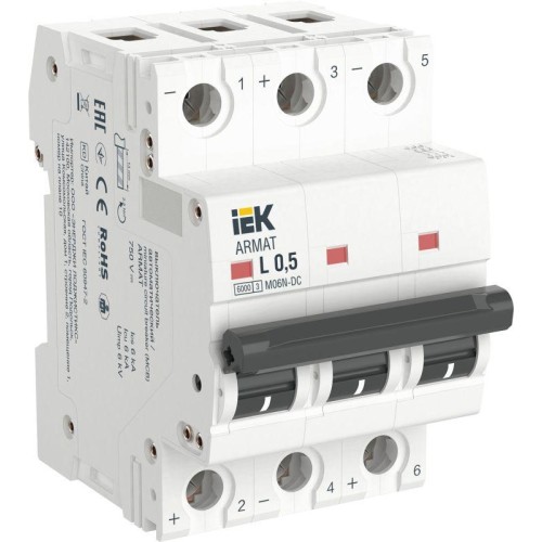 Выключатель автоматический модульный 3п L 0.5А M06N-DC ARMAT IEK AR-M06N-3-L0D5DC