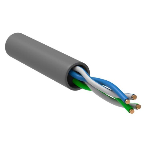 Кабель витая пара U/UTP кат.5E 2PR 24 AWG PVC 1м сер. РФ (уп.305м) GENERICA BC1-C5E02-111-305-R-G