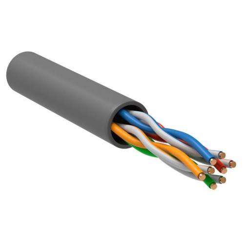 Кабель витая пара U/UTP кат.5E 4PR 24 AWG LSZH 1м сер. РФ (уп.305м) GENERICA BC1-C5E04-121-305-R-G