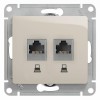 Розетка компьютерная 2-м Glossa RJ45 кат.5E механизм молочн. SE GSL000985KK