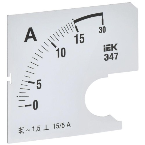 Шкала сменная для амперметра Э47 15/5А-1.5 72х72мм IEK IPA10D-SC-0015