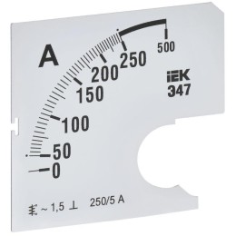 Шкала сменная для амперметра Э47 250/5А-1.5 72х72мм IEK IPA10D-SC-0250