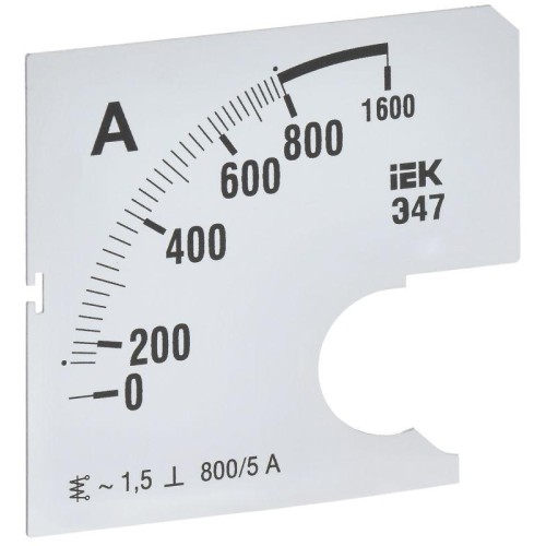 Шкала сменная для амперметра Э47 800/5А-1.5 72х72мм IEK IPA10D-SC-0800