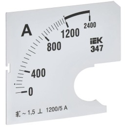 Шкала сменная для амперметра Э47 1200/5А-1.5 72х72мм IEK IPA10D-SC-1200