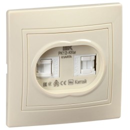 Розетка компьютерная 2-м СП Кварта РК12-ККм крем. IEK KV-K20-K33