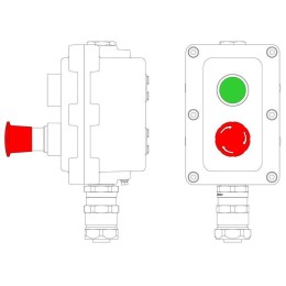 Пост управления взрывонепроницаемый из алюминия LCSD-02-B-MC-P1G(11)x1-P6E(11)x1-PCMB-KAEPM3MHK-26 DKC LCSD21000080