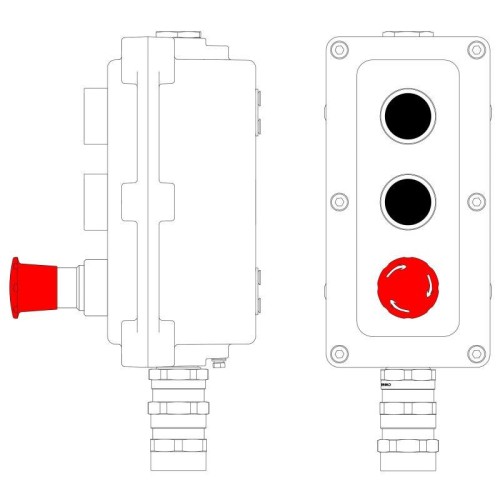 Пост управления взрывонепроницаемый из алюминия LCSD-03-B-MC-P1B(11)x1-P1B(11)x1-P6R(11)x1-PCMB-KA3MHK DKC LCSD21000112