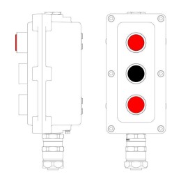 Пост управления взрывонепроницаемый из алюминия LCSD-03-B-MC-L1R(220)x1-P1B(11)x1-P1R(11)x1-PCMB-KAEPM3MHK-26 DKC LCSD21000132