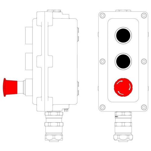 Пост управления взрывонепроницаемый из алюминия LCSD-03-B-MC-P1B(11)x1-P1B(11)x1-P6R(11)x1-PCMB-KAEPM3MHK-26 DKC LCSD21000136