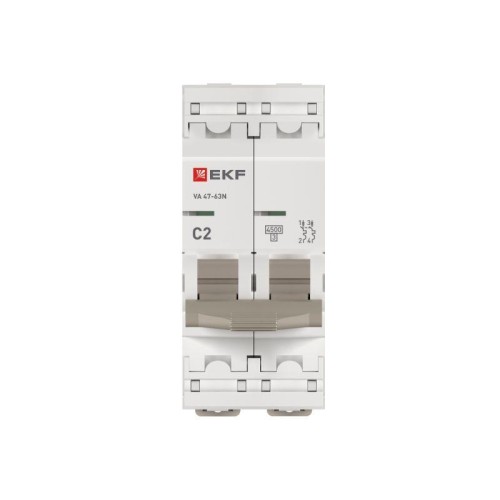 Выключатель автоматический 2п C 2А 4.5кА ВА 47-63N PROxima EKF M634202C