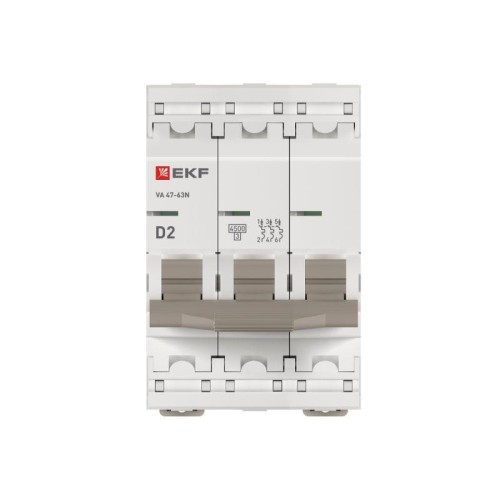 Выключатель автоматический 3п D 2А 4.5кА ВА 47-63N PROxima EKF M634302D