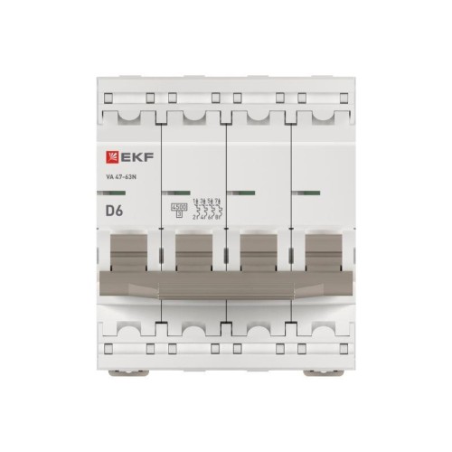 Выключатель автоматический 4п D 6А 4.5кА ВА 47-63N PROxima EKF M634406D