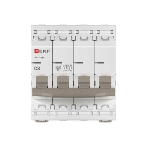 Выключатель автоматический 4п C 8А 4.5кА ВА 47-63N PROxima EKF M634408C