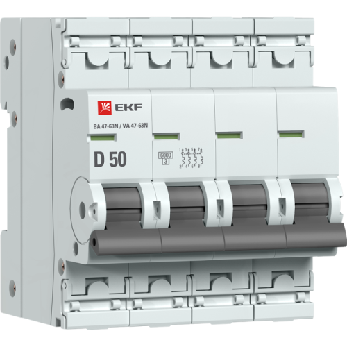 Выключатель автоматический модульный 4п D 50А 6кА ВА 47-63N PROxima EKF M636450D