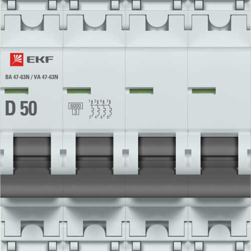 Выключатель автоматический модульный 4п D 50А 6кА ВА 47-63N PROxima EKF M636450D