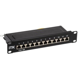 Патч-панель 1U кат.6A STP 12 портов 10" Dual IDC ITK PP12-1UC6AS-D05-10