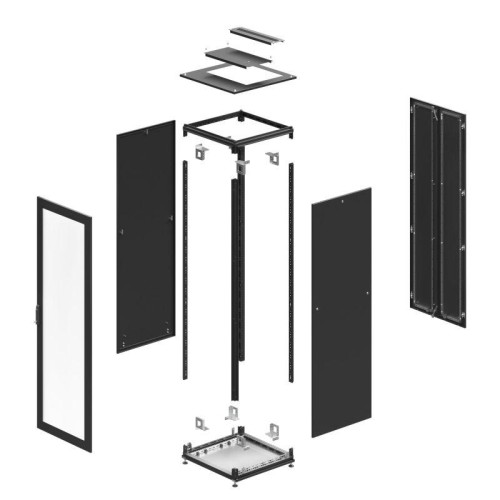 Шкаф напольный 42U 800х800 двери перфорированная/перфорированная укомплектован вводом и заглушками RAL9005 DKC R5IT4288PFB