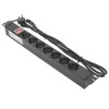 Блок PDU TERACOM 19дюйм 1U 16А/250В 7 роз. Schuko с выключат. шнур 2м 3х1.5кв.мм вилка Schuko корпус пластик черн. EKF TRC-HPD-LS-16A-7SH-2MSH