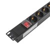 Блок PDU TERACOM PRO 19дюйм 1U 10А/250В 8 роз. Schuko с выключат. без шнура питания вх. разъем C14 корпус алюм. черн. EKF TRP-HPD-LS-10A-8SH-C14