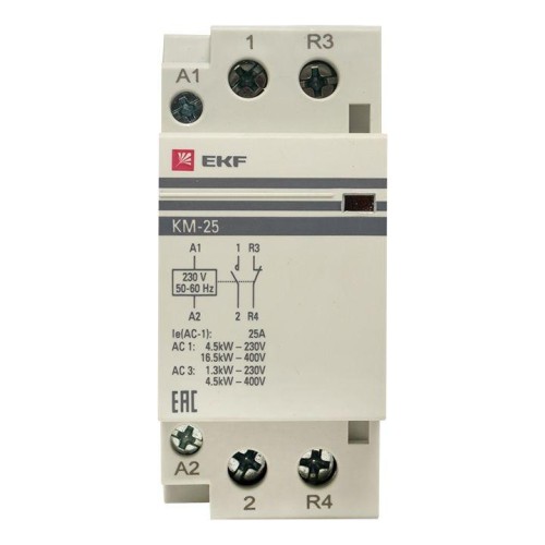 Контактор модульный КМ 25А NО+NC (2 мод.) EKF km-2-25-11