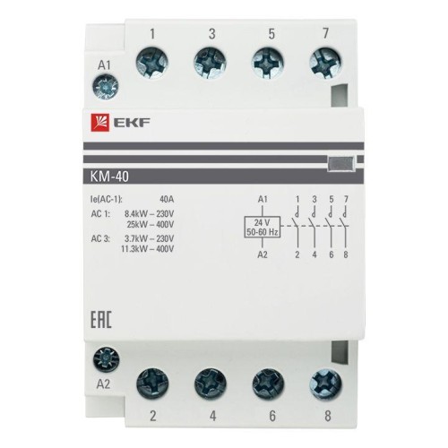 Контактор модульный КМ 40А 4NО (3 мод.) 24В АС PROxima EKF km-3-40-40-24v