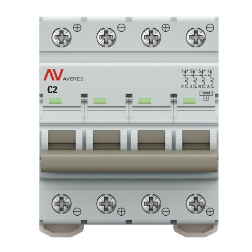 Выключатель автоматический 4п C 2А 10кА AV-10 DC AVERES EKF mcb10-DC-4-02C-av