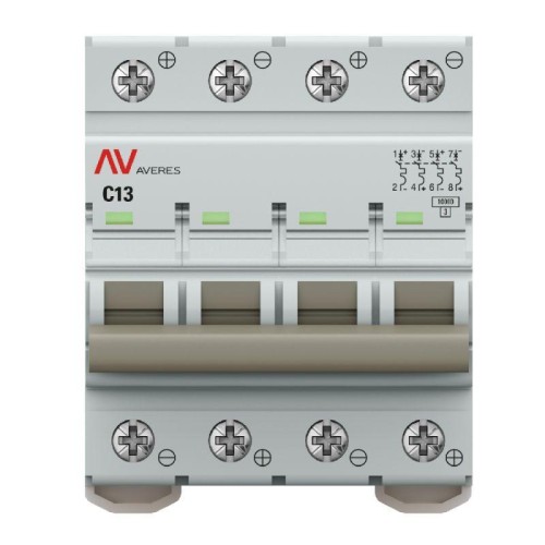 Выключатель автоматический 4п C 13А 10кА AV-10 DC AVERES EKF mcb10-DC-4-13C-av