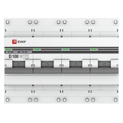 Выключатель автоматический модульный 4п D 100А 10кА ВА 47-100M электромагнит. расцеп. PROxima EKF mcb47100m-4-100D-pro