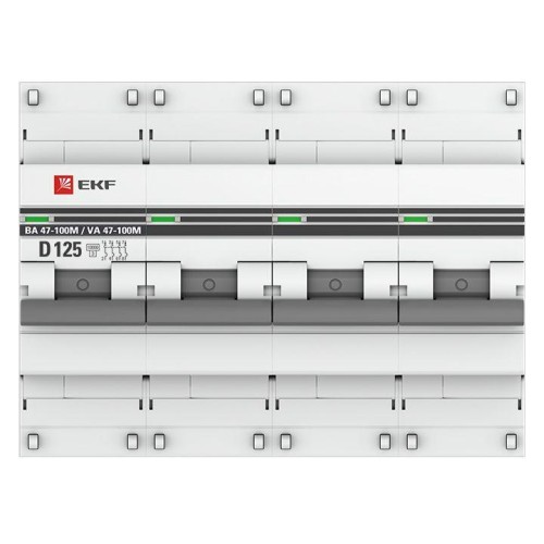 Выключатель автоматический модульный 4п D 125А 10кА ВА 47-100M электромагнит. расцеп. PROxima EKF mcb47100m-4-125D-pro