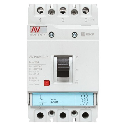 Выключатель автоматический 3п 10А 35кА AV POWER-1/3 TR AVERES EKF mccb-13-10-TR-av