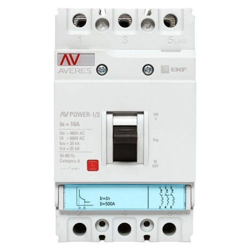 Выключатель автоматический 3п 16А 35кА AV POWER-1/3 TR AVERES EKF mccb-13-16-TR-av