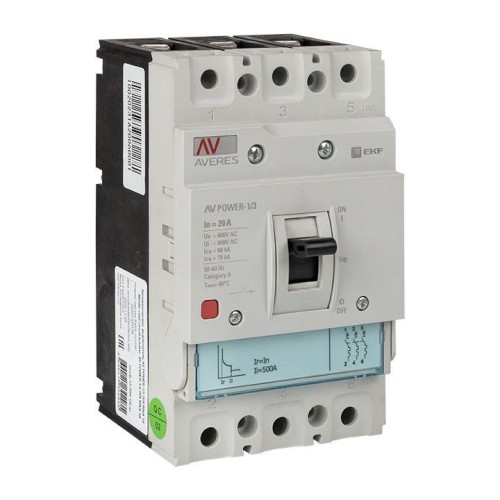 Выключатель автоматический 3п 20А 35кА AV POWER-1/3 TR AVERES EKF mccb-13-20-TR-av