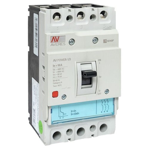 Выключатель автоматический 50А 80кА AV POWER-1/3 TR AVERES EKF mccb-13-50H-TR-av