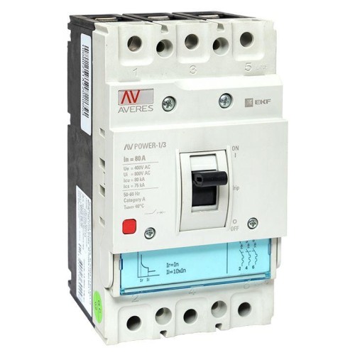 Выключатель автоматический 80А 80кА AV POWER-1/3 TR AVERES EKF mccb-13-80H-TR-av