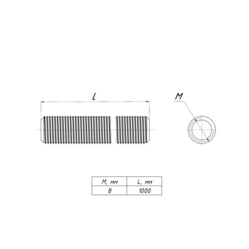 Шпилька резьбовая М8x1000 DIN 975 INOX EKF shpm8x1000-INOX